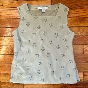 Petite Sophisticate Light Sage Green Sleeveless Embroidered Camisole